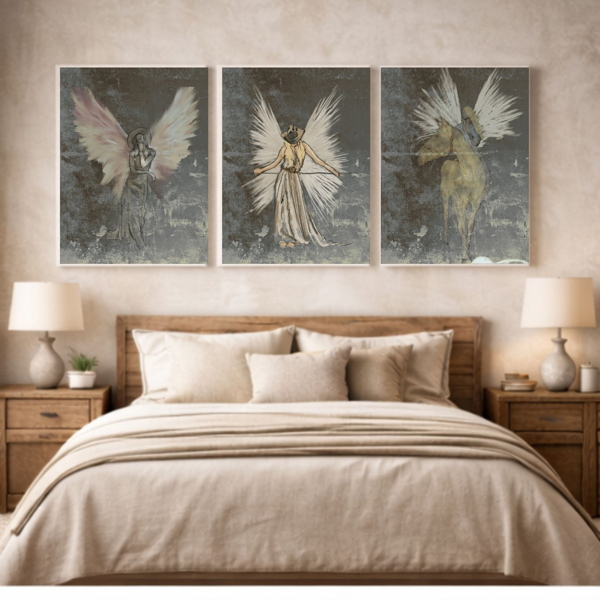 Grace Row Art - Angel Trio Set - Blue Sky