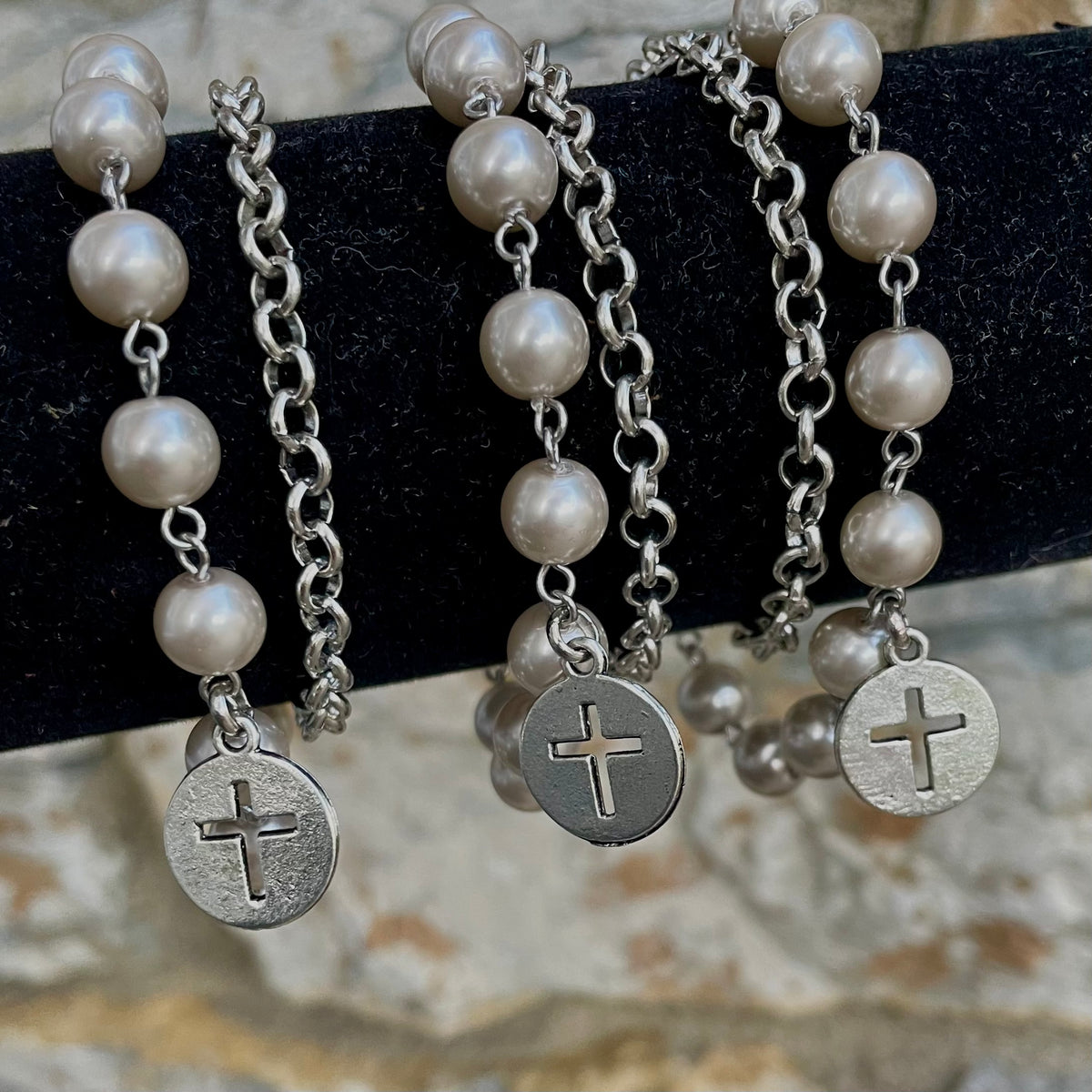 Pearl Cross Wrap Bracelet