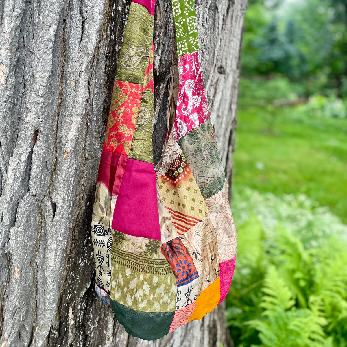 Silk Sari Reversible Hobo Bag