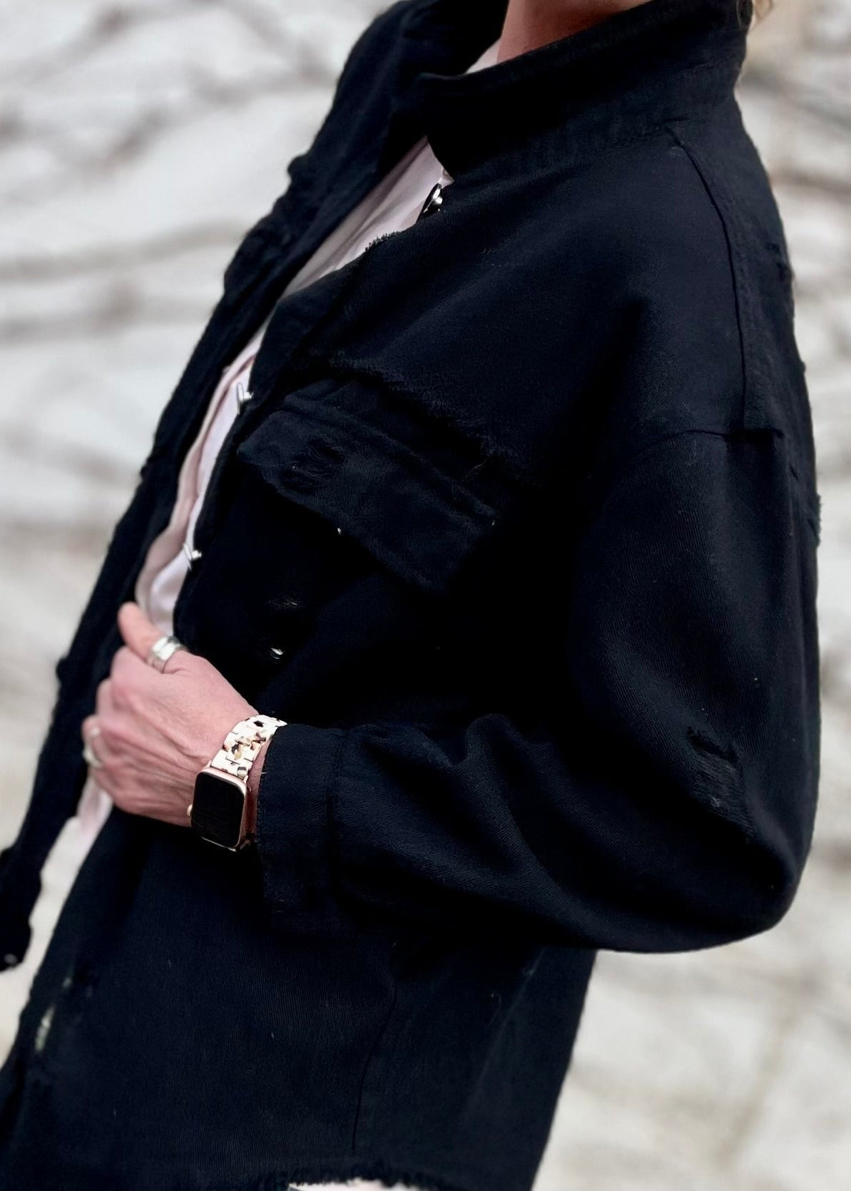 Denver Distressed Black Work-Shirt.