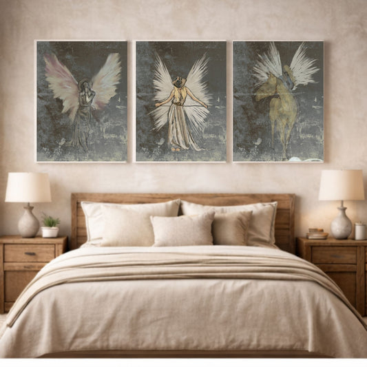 Grace Row Art - Angel Trio Set - Blue Sky
