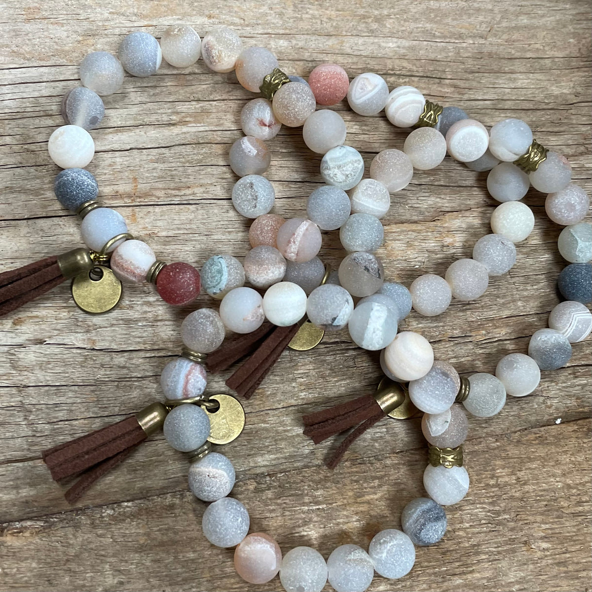 Bailey Beaded Tassel Bracelet - Pale Blue