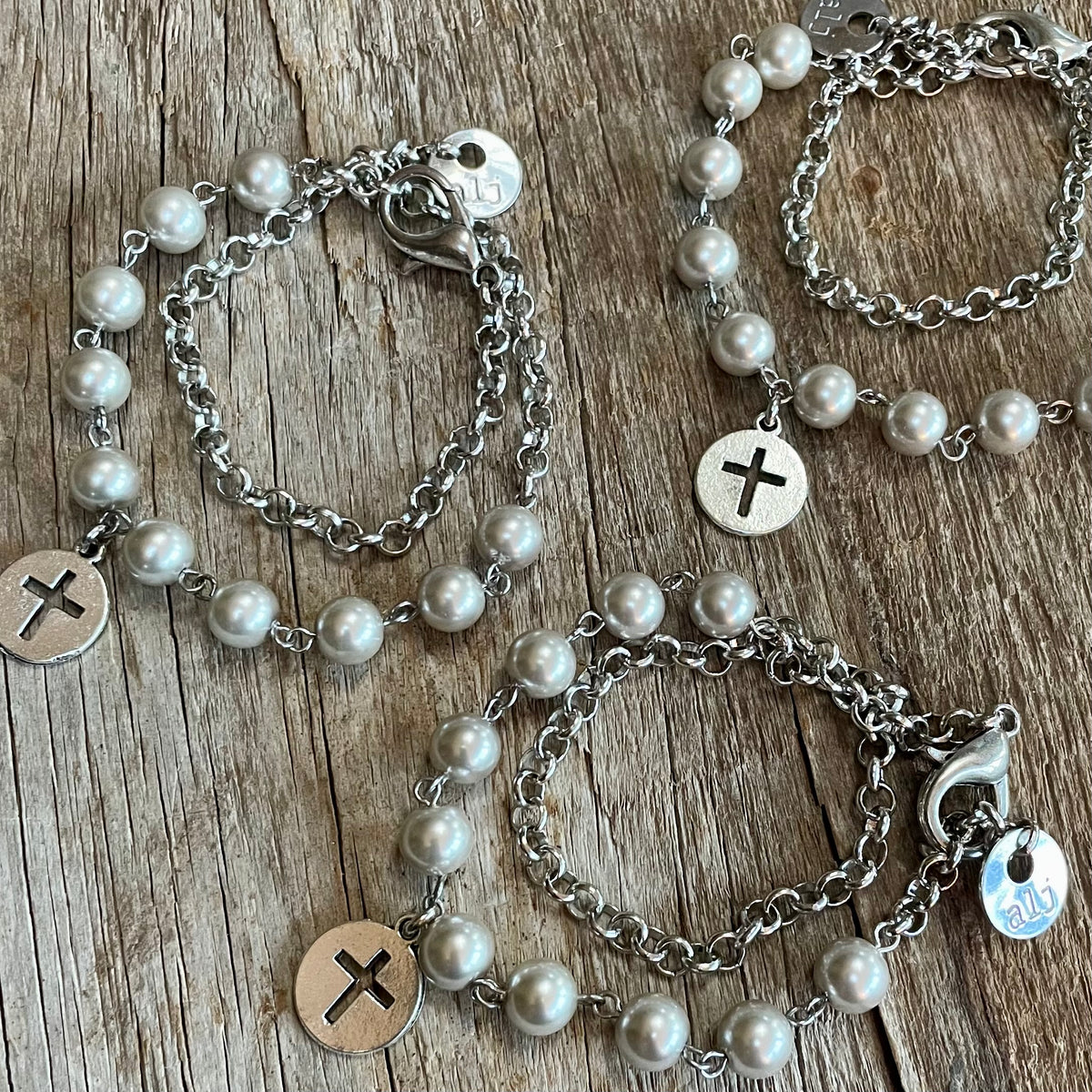 Pearl Cross Wrap Bracelet