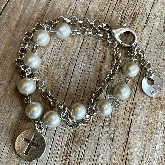 Pearl Cross Wrap Bracelet