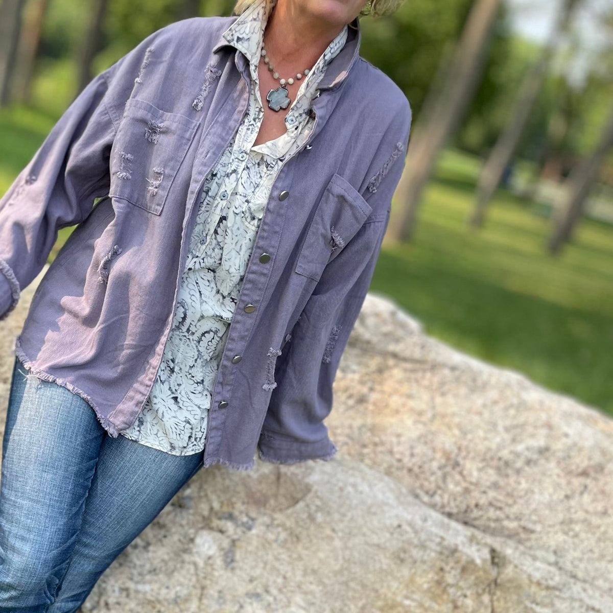 Denver Distressed Lavender Work-shirt.