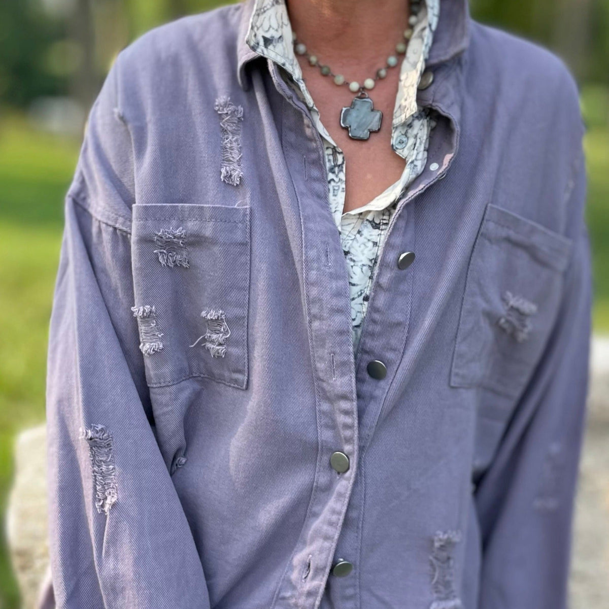 Denver Distressed Lavender Work-shirt.