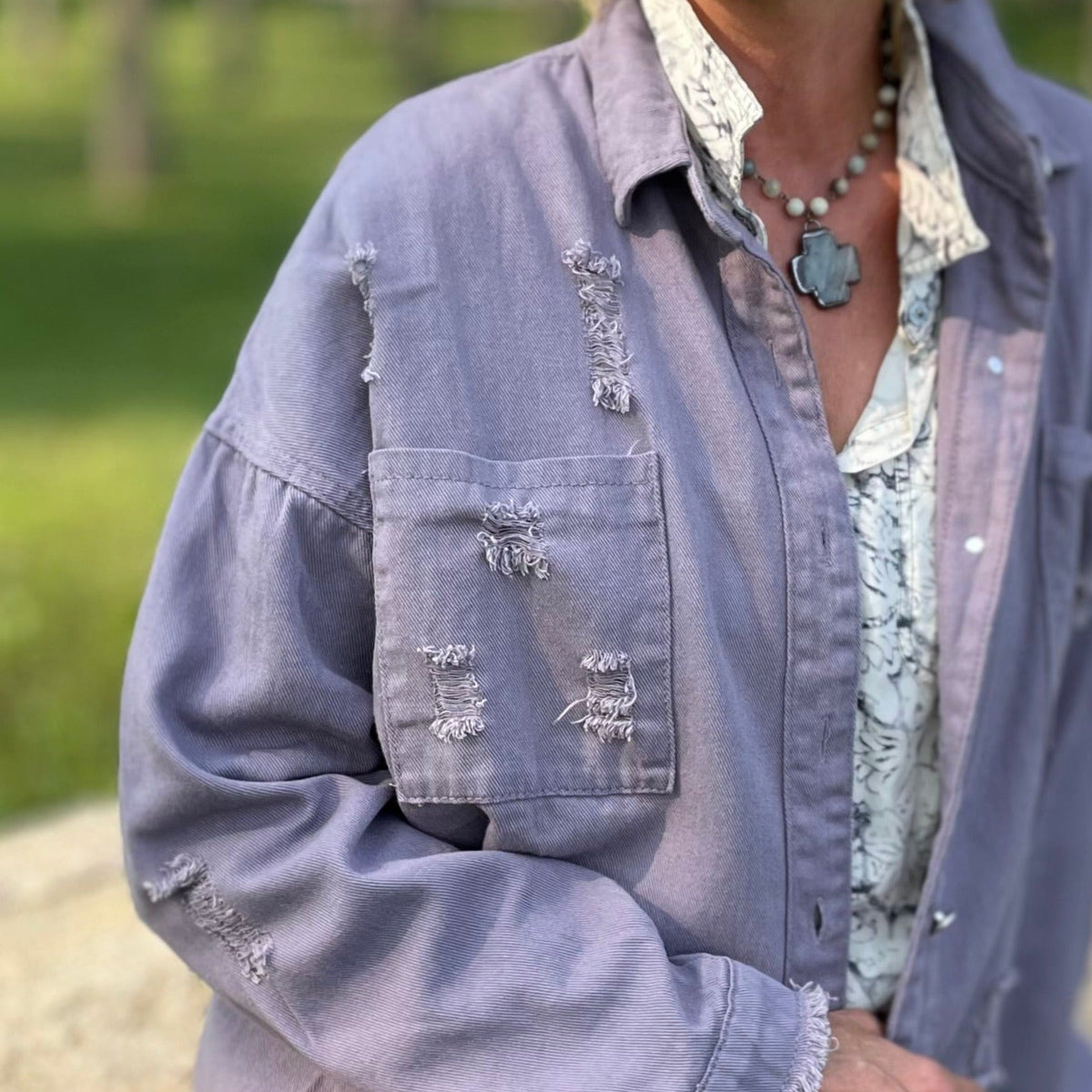Denver Distressed Lavender Work-shirt.