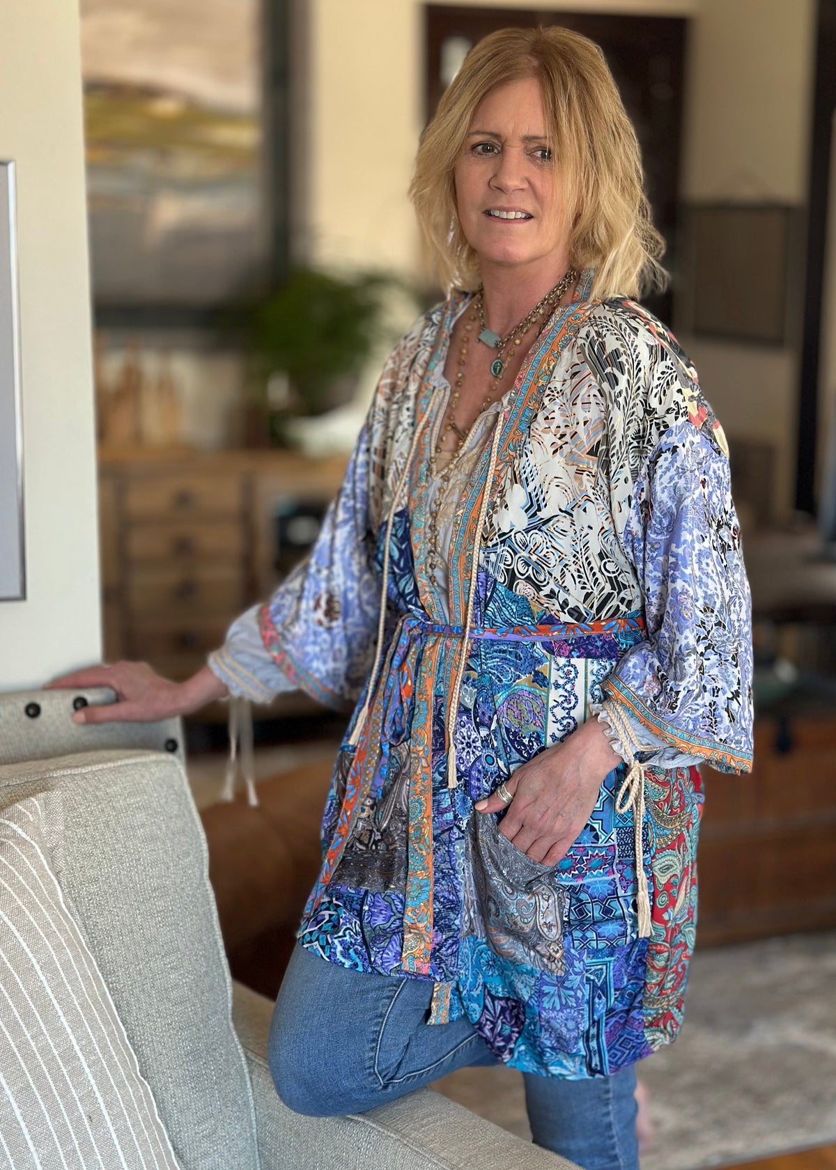Topangea Silk Sari Robe - New Light Blue