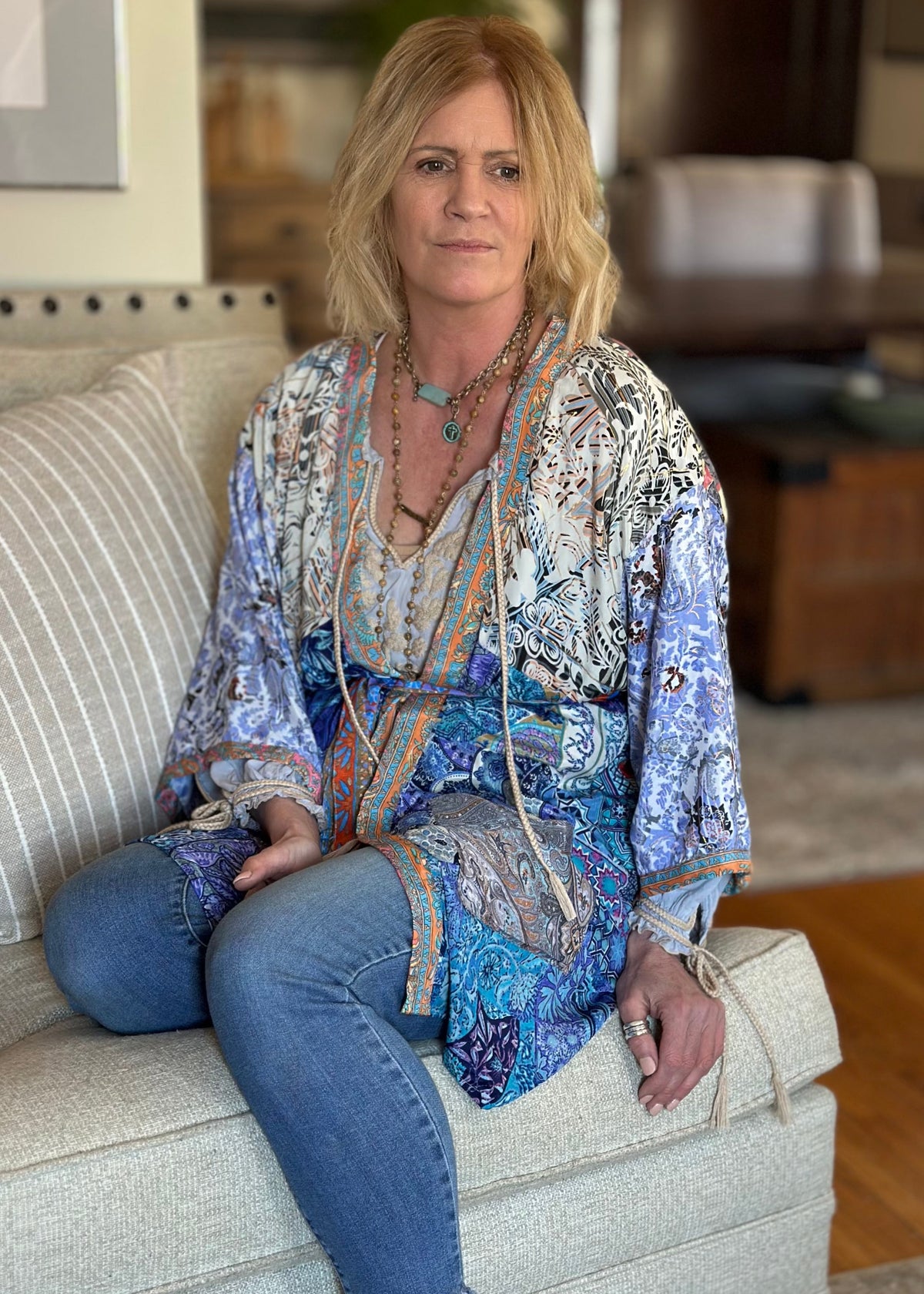 Topangea Silk Sari Robe - New Light Blue