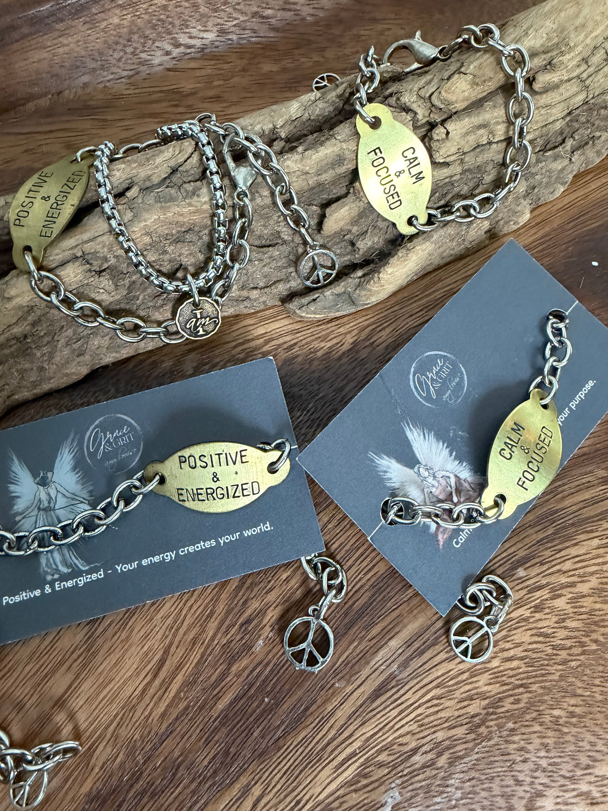 Grace & Grit Affirmation Bracelet – Hand-Stamped Brass Tag