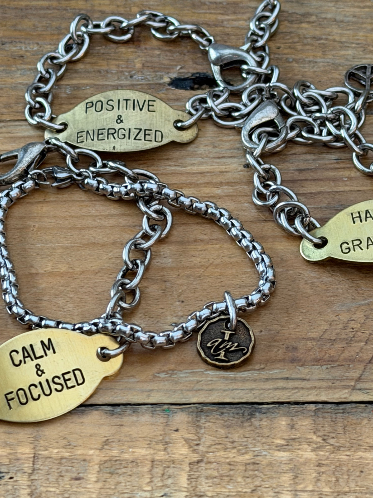 Grace & Grit Affirmation Bracelet – Hand-Stamped Brass Tag