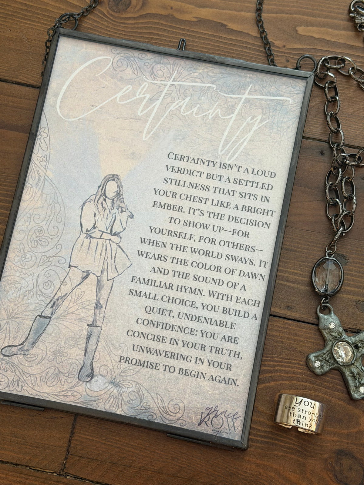 Certainty – Angel Illustration for Trust & Faith | Grace Row 5x7 Art Print | Floating Glass Frame Spiritual Decor
