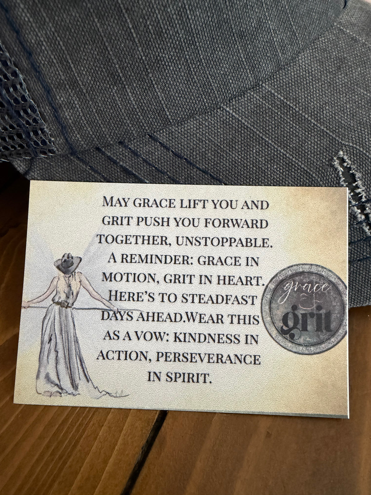 Distressed Trucker Hats - Vintage Cotton, Unstructured, Washed, Velcro Closure, Patches with Inspiring Messages - Grace & Grit