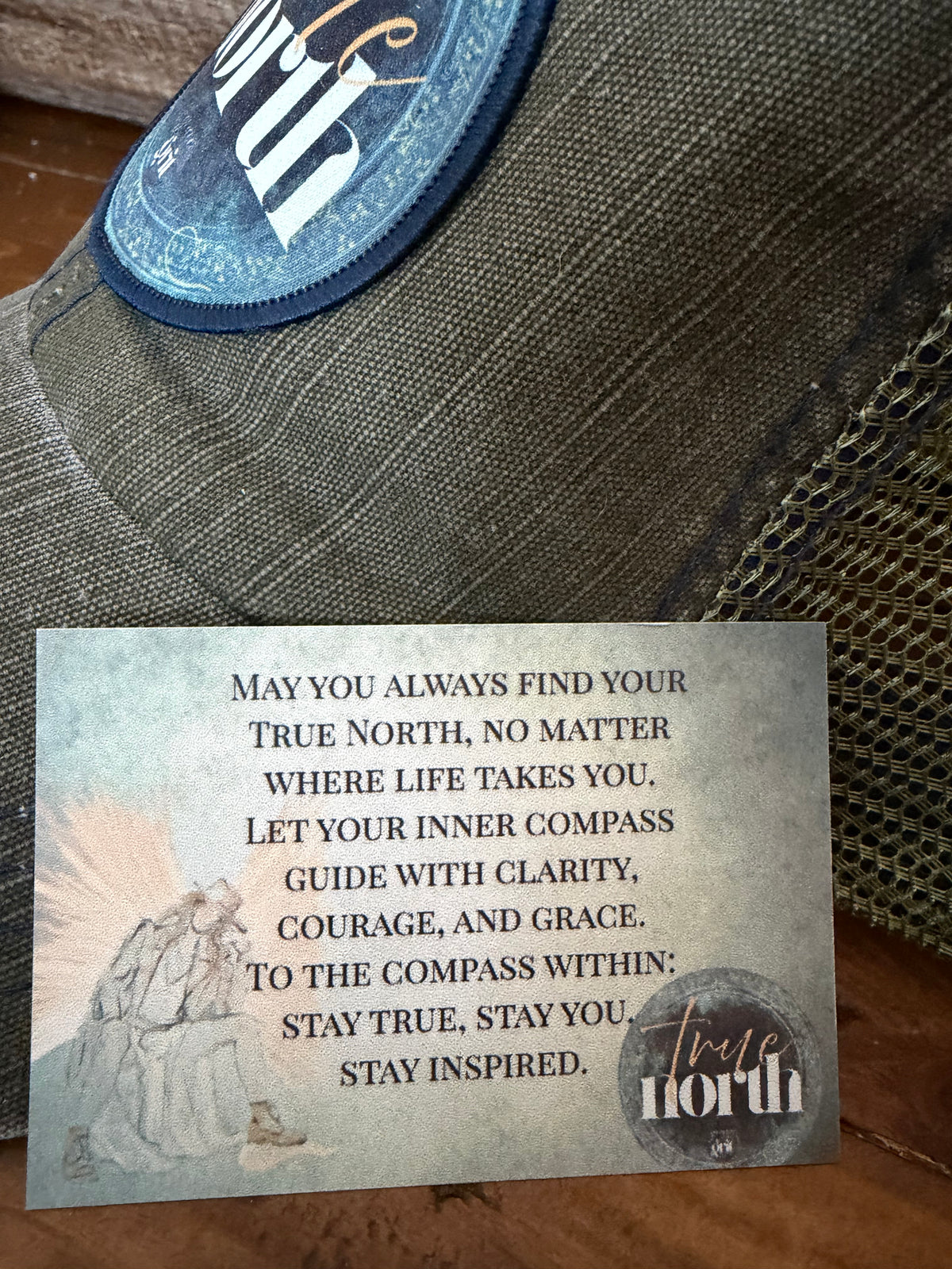 Distressed Trucker Hats - Vintage Cotton, Unstructured, Washed, Velcro Closure, Patches with Inspiring Messages - True North