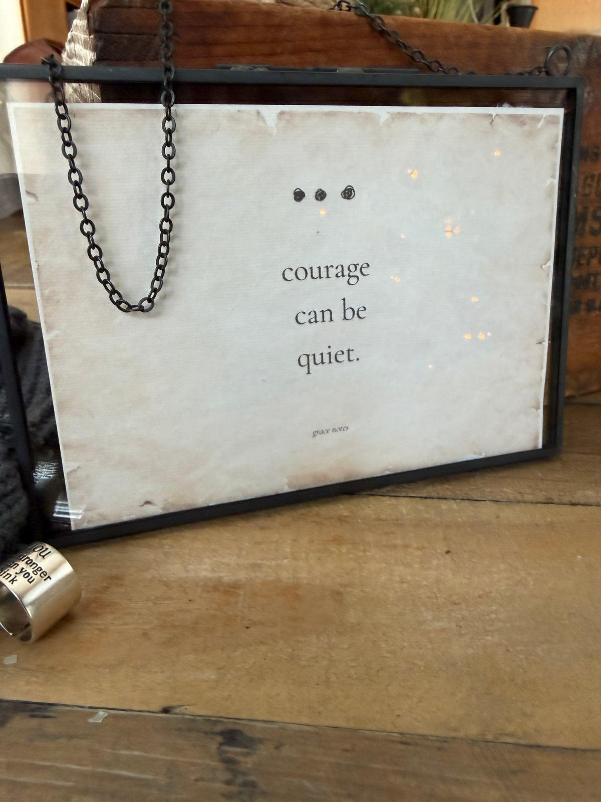 Kind Courage Gift Box – Winter Beanie, 7×5 Hanging Art & “Stronger Than You Think” Ring