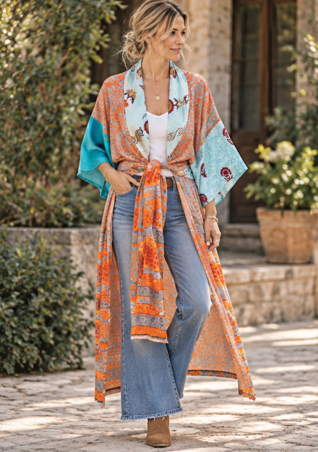 Wanderlust Recycled Silk Duster -  Desert Sky- One of a Kind